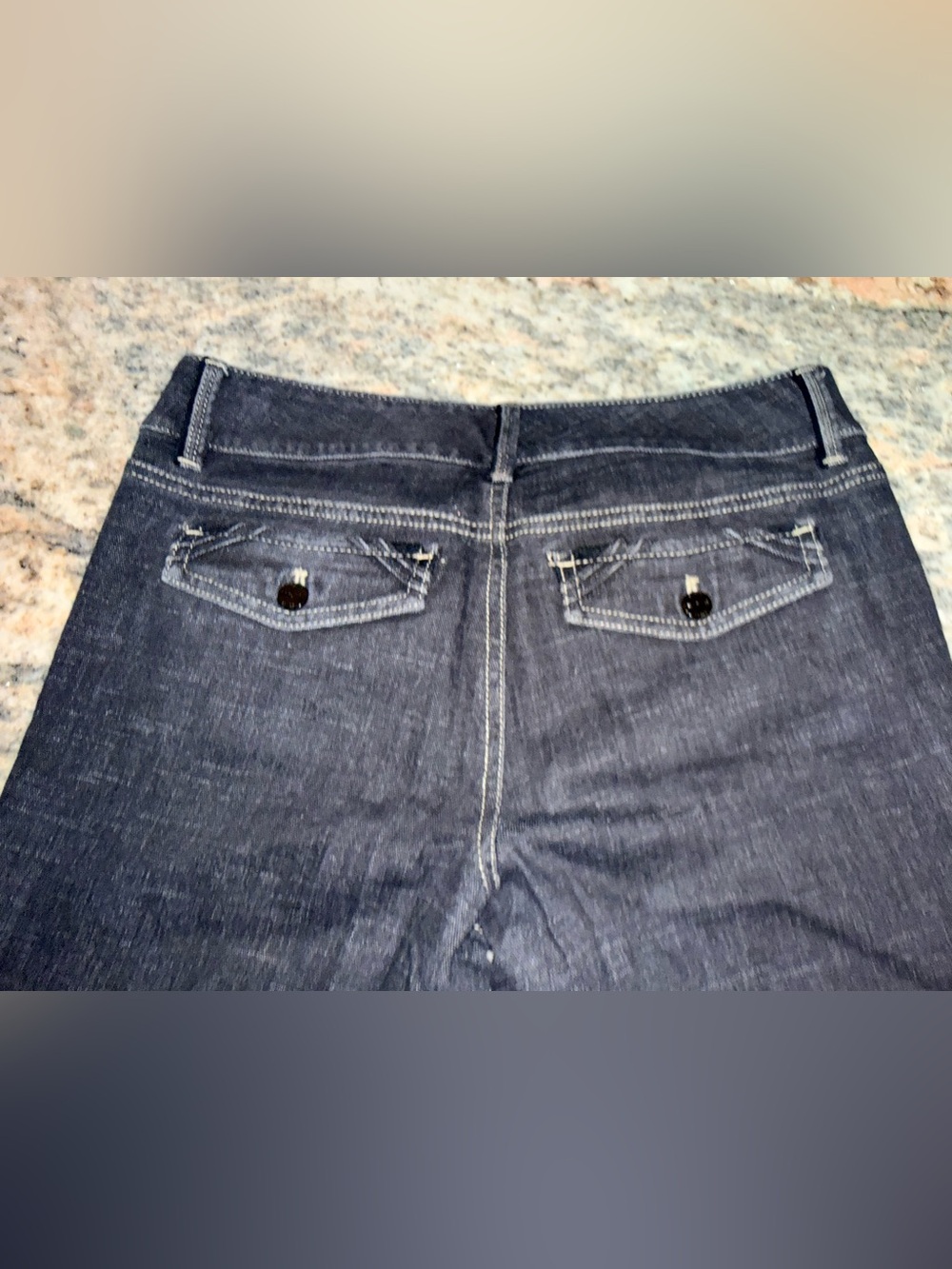 White House Black Market Noir Trouser Leg Jeans Size 4S Dark Wash Wide Leg Denim - Picture 11 of 15